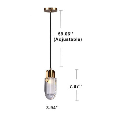 Modern 1-Light Barrel Crystal LED Pendant Light