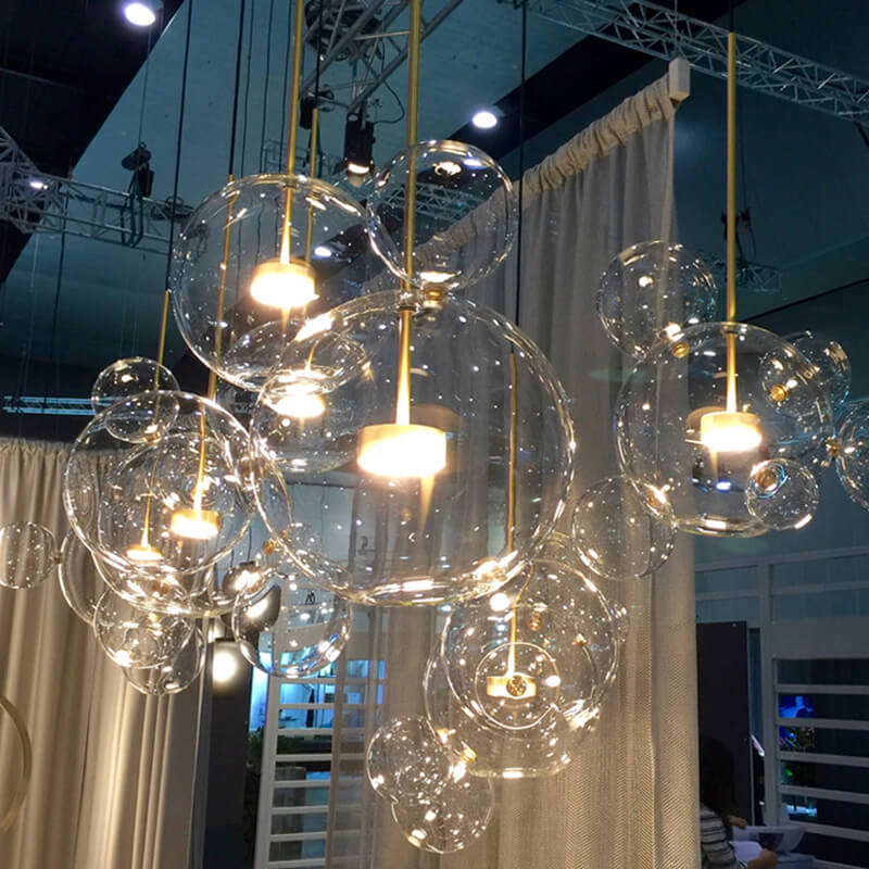 Modern Atom Mickey Head Bubble Glass Ball 1-Light LED Pendant Light