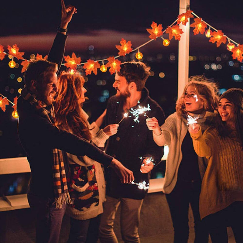 Lumières de fête à LED en forme de feuille d&