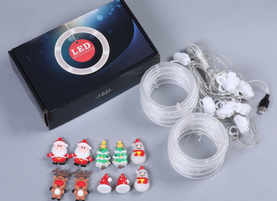 Christmas Circle Doll Hanging Decoration 10 LED USB String Lights