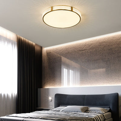 Simple Copper Circle 1-Light LED Flush Mount Lighting