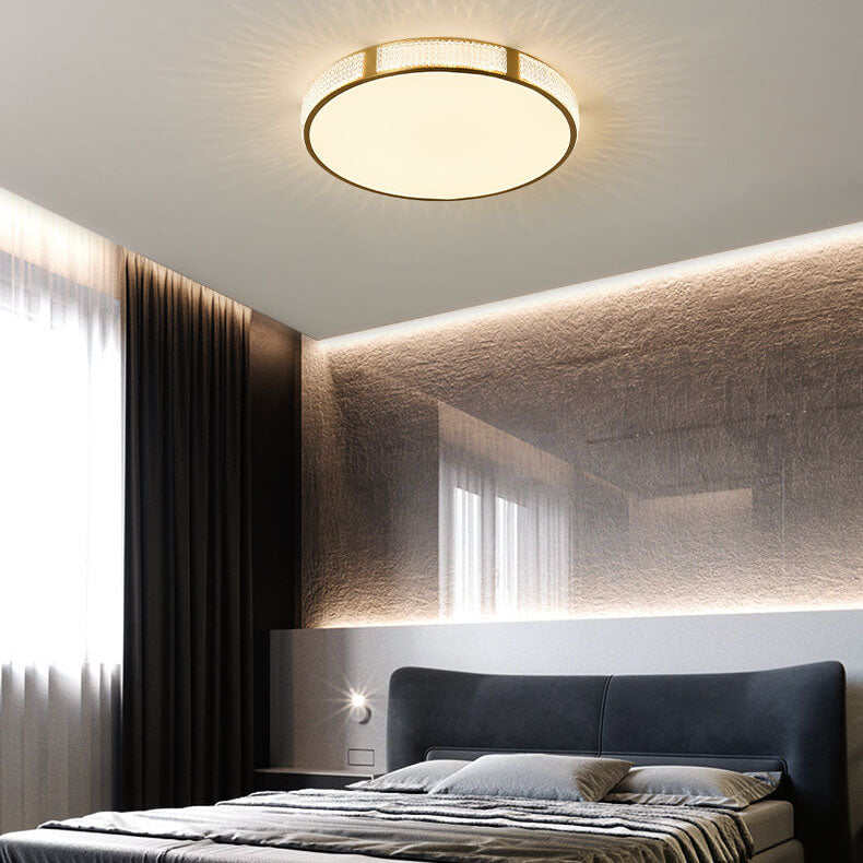 Simple Copper Circle 1-Light LED Flush Mount Lighting