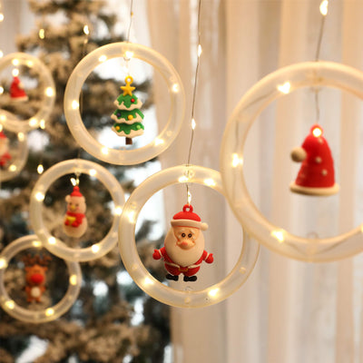 Décoration suspendue de poupée de cercle de noël, guirlande lumineuse USB à 10 LED 
