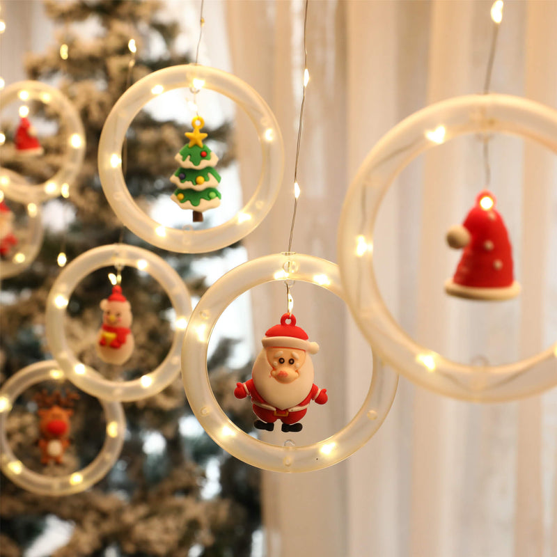Décoration suspendue de poupée de cercle de noël, guirlande lumineuse USB à 10 LED 