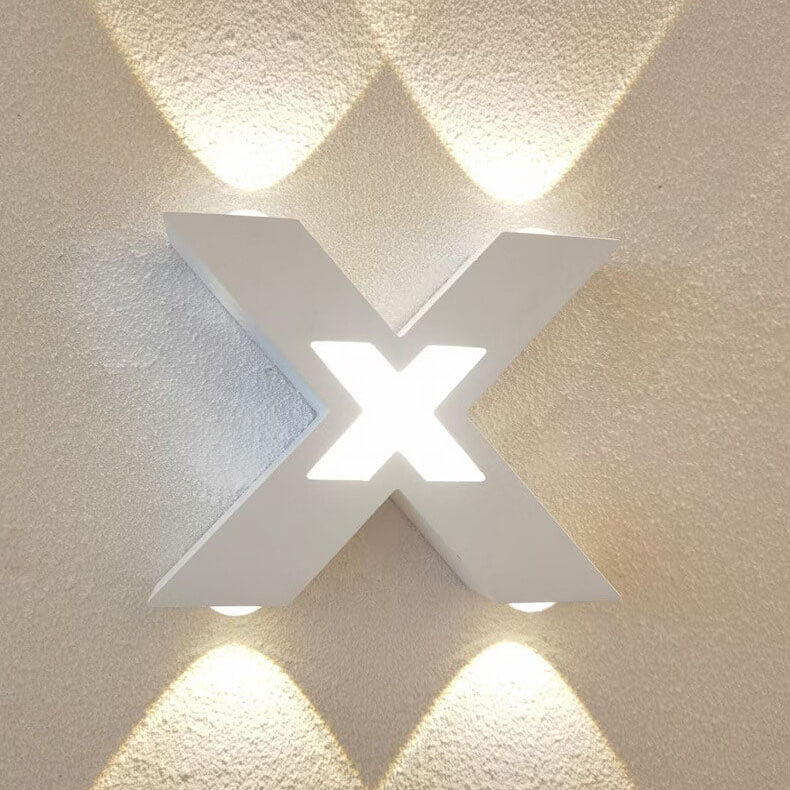 Modern Waterproof Letter X Shaped LED 4-Light Outdoor Wall Sconce Lamp