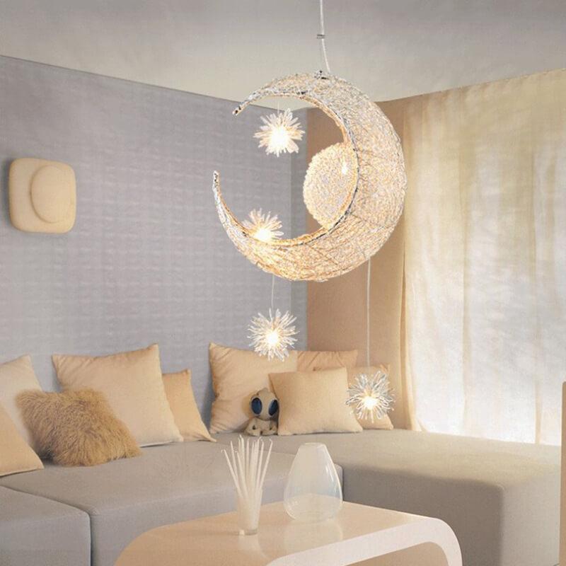 الثريات الحديثة من المعدن على شكل نجمة القمر بـ 5 أضواء LED 
