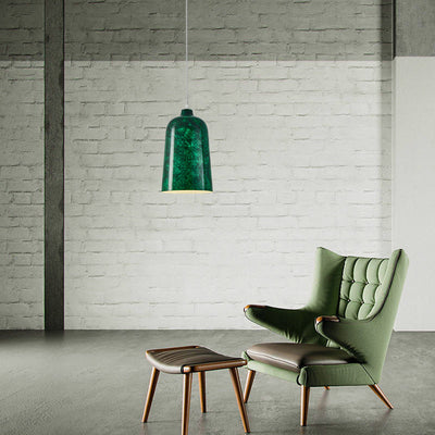 Modern Nostalgic Green Bell Shaped Steel 1-Light Pendant Light