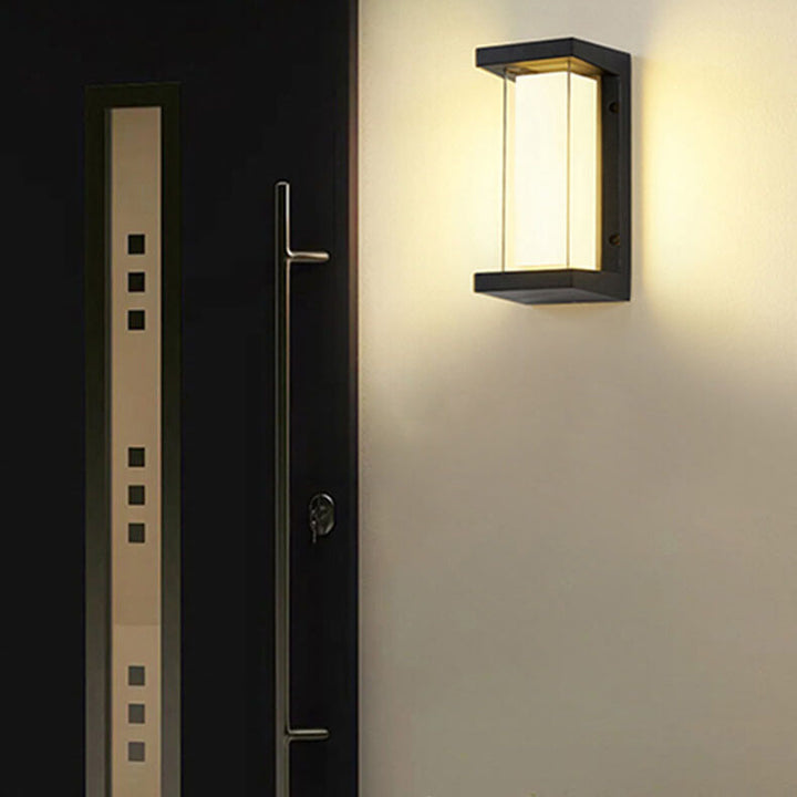 Moderna lámpara de pared LED rectangular impermeable de 1 luz para exteriores 