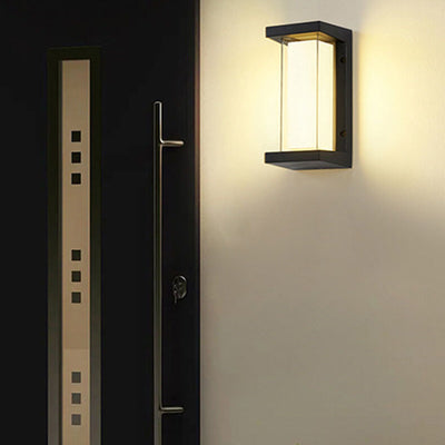 Lampe murale moderne étanche à LED rectangulaire à 1 lumière pour l'extérieur 