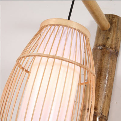 Modern New Chinese Bamboo Weaving 1-Light Wall Sconce Lamp