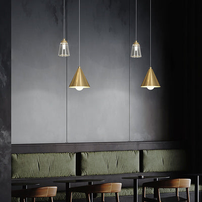 Modern Metal Cone Glass 2-Light LED Pendant Light