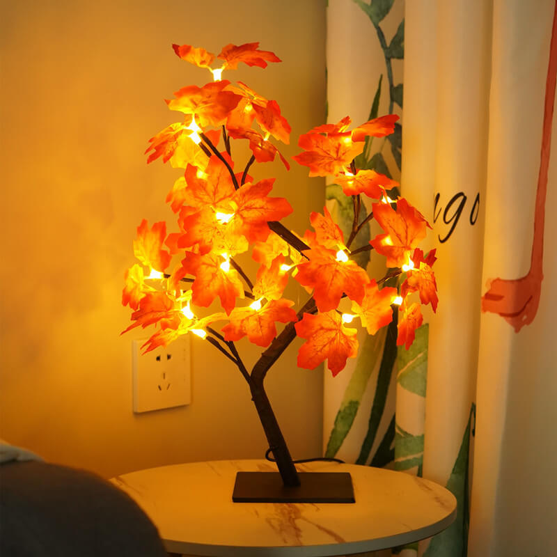 LED Maple Leaf Light 24 Lights Christmas Day Decoration USB Tree Table Lamp