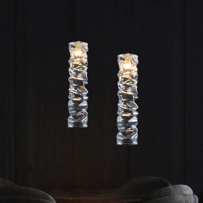 Modern Wrinkled Glass Long Stripes 1-Light LED Pendant Light