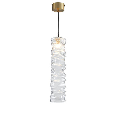 Moderne 1-flammige LED-Pendelleuchte aus zerknittertem Glas mit langen Streifen 