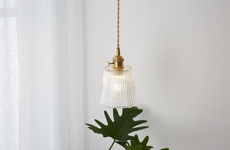 Textured Clear Glass 1-Light Single Bell Pendant Light 4 Design