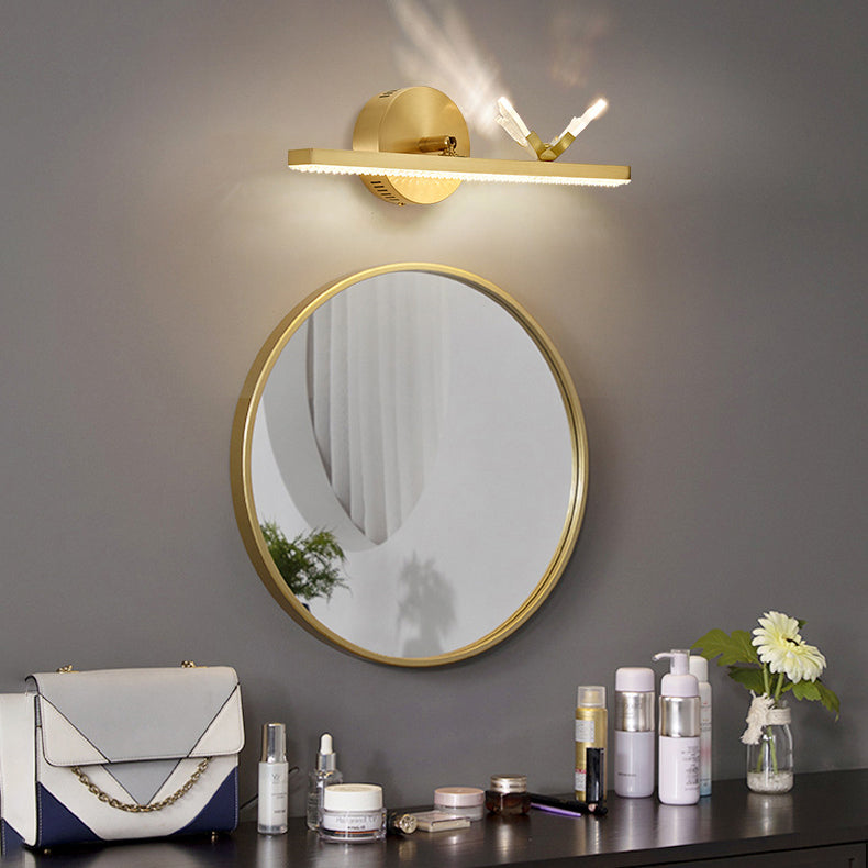 Modern Brass Acrylic Shade Butterfly Mirror Front Light LED Wall Sconce Lamp