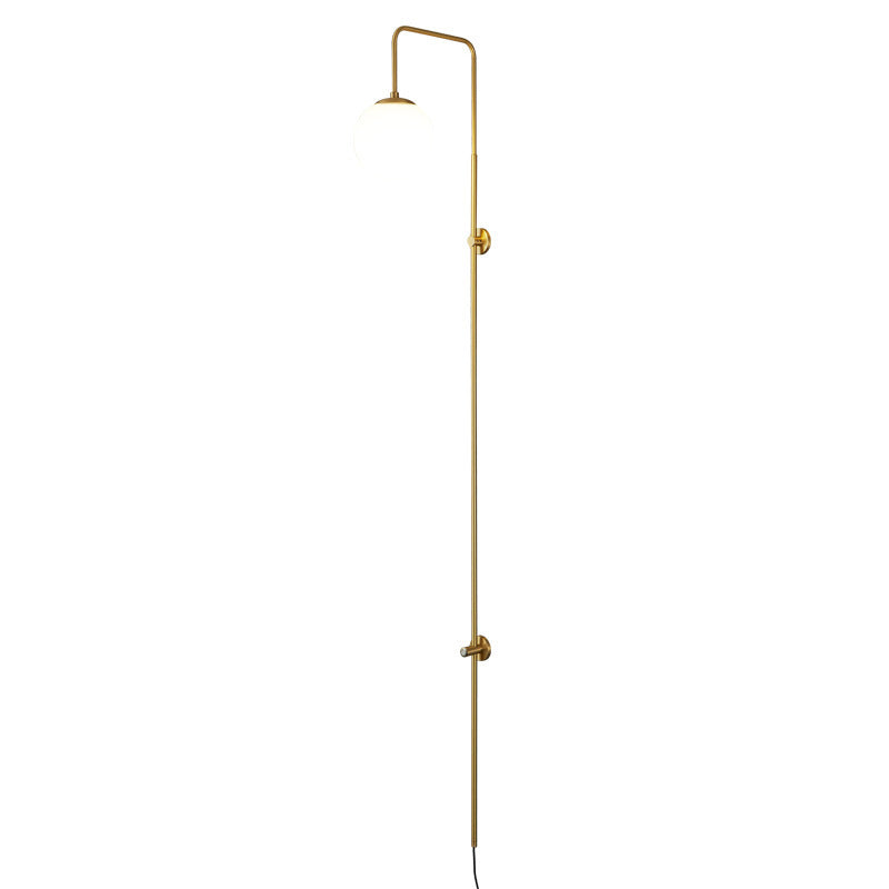 Modern Simplicity Glass Shade Full Copper Long Bar 1-Light Wall Sconce Lamp