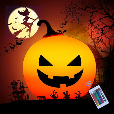 Halloween Round Pumpkin Pat Night Light Colorful Decorative LED Table Lamp