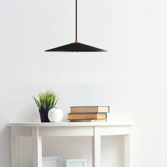 Industrial Minimalist Metal Black Saucer Shade 1-Light LED Pendant Light