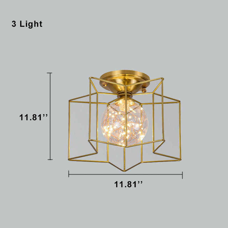 Modern Pentagram 1-5 Light 3 Color Changeable LED Semi-Flush Mount Lighting