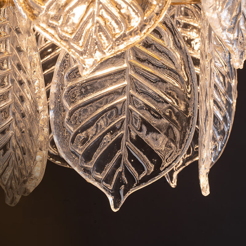 Modern Clear Glass Leaf 5/10 Light Triple Chandeliers