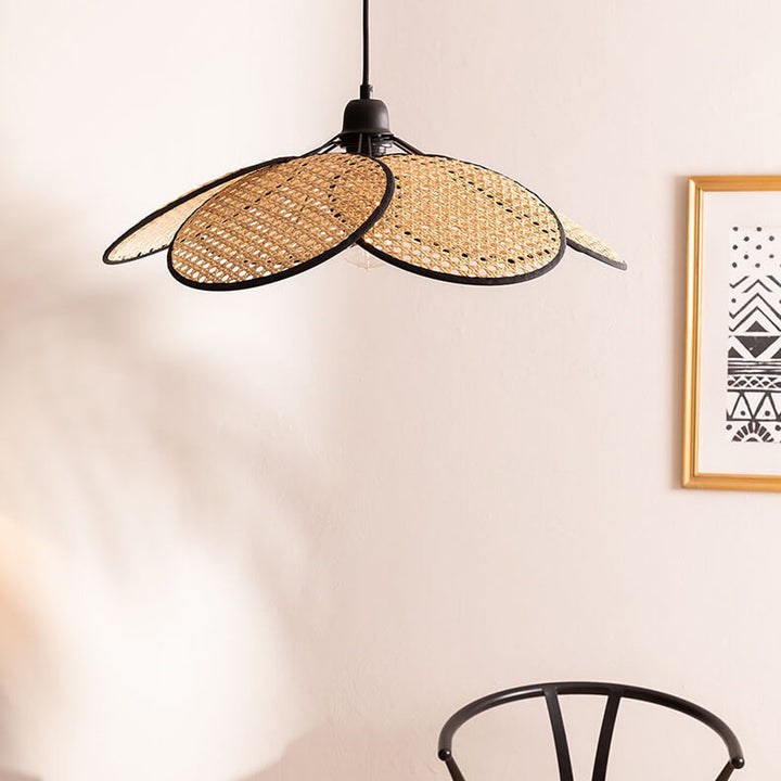 Japanischer Wabi-Sabi Rattan 1-Licht Pendelleuchte 