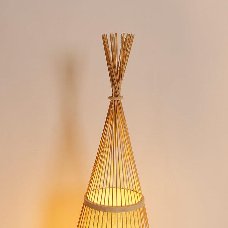 Bamboo Weaving 1-Light Hut Shaped Standing Floor Lamps