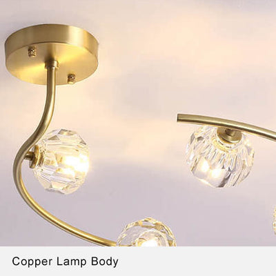 Simple Crystal Ball 2-5 Light 3 Color Changeable LED Semi-Flush Mount Lighting