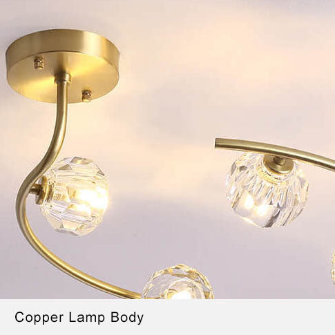 Simple Crystal Ball 2-5 Light 3 Color Changeable LED Semi-Flush Mount Lighting