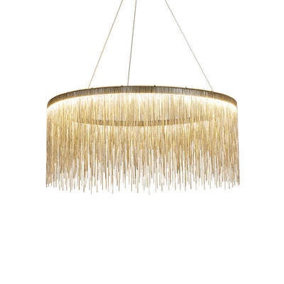 Modern Circular Metal Tassel 1-Light LED Chandeliers