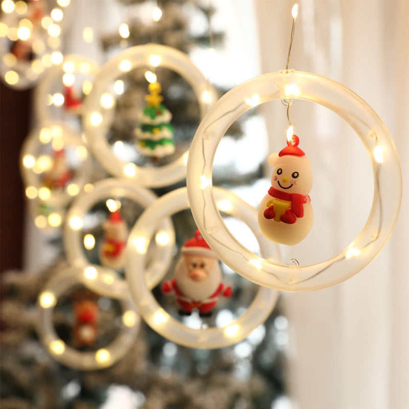 Décoration suspendue de poupée de cercle de noël, guirlande lumineuse USB à 10 LED 