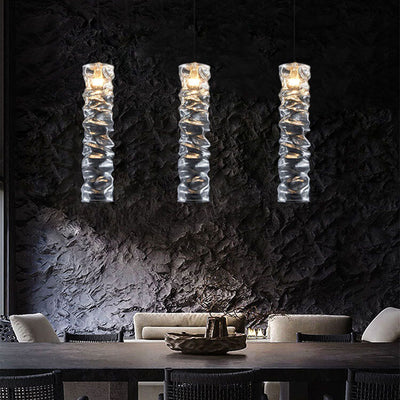 Modern Wrinkled Glass Long Stripes 1-Light LED Pendant Light