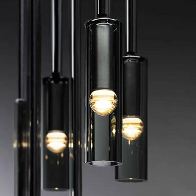 Postmoderne rauchgraue Kristallweinflasche 1-flammige LED-Pendelleuchte 