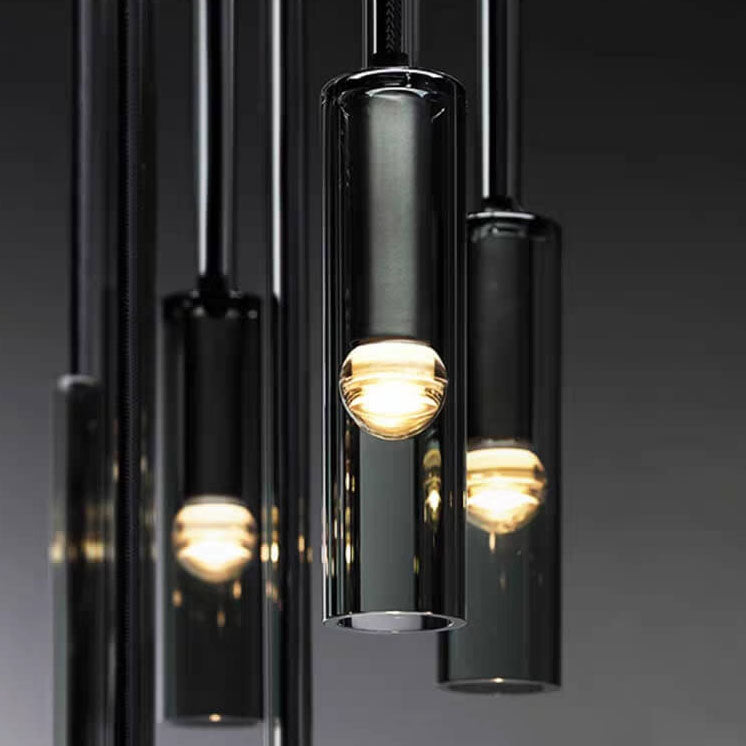 Postmoderne rauchgraue Kristallweinflasche 1-flammige LED-Pendelleuchte 