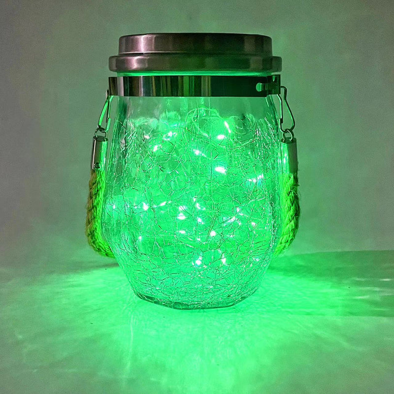 Contemporary Creative Crackle Glass Bottle Star Decor LED Solar String Light For Outdoor Patio