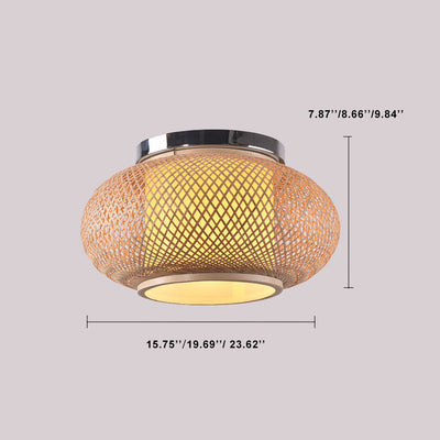 Bamboo Weaving Circle 1-Light LED Flush Mount Lighting