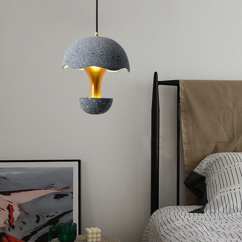 Industrielle Zement 1-Licht Pilzförmige Globus LED Pendelleuchte 