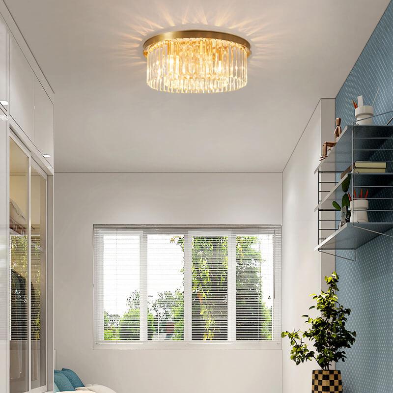 Modern Crystal 1-Light Circle Flush Mount Lighting