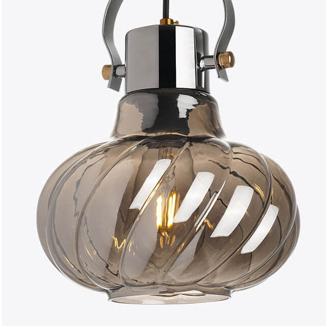 Moderne Pendelleuchte mit Kürbis-Glas-Schirm und 1 Licht 