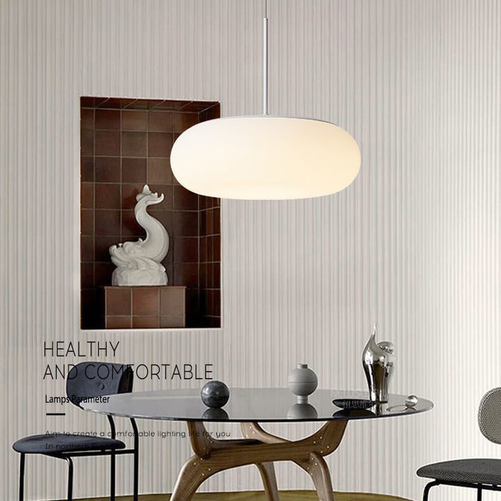 Moderne minimalistische Kunststoff weiße 1-Licht Trommel LED Pendelleuchte 