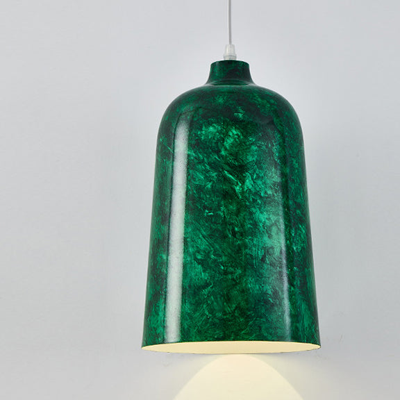 Modern Nostalgic Green Bell Shaped Steel 1-Light Pendant Light