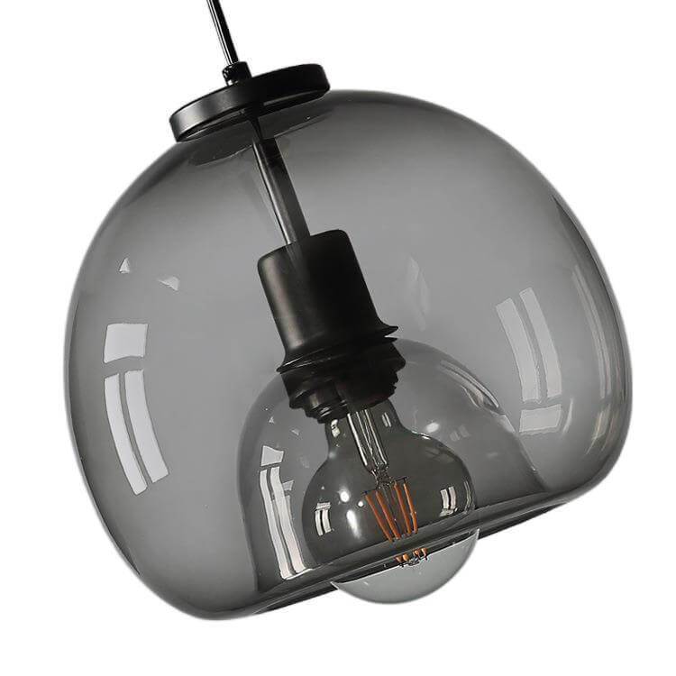 Minimalistische Rauchgraue 1-flammige handgeblasene Glas-Kuppel-Pendelleuchte 