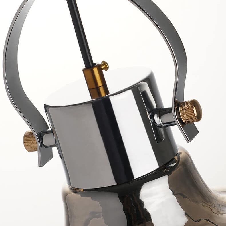 Moderne Pendelleuchte mit Kürbis-Glas-Schirm und 1 Licht 