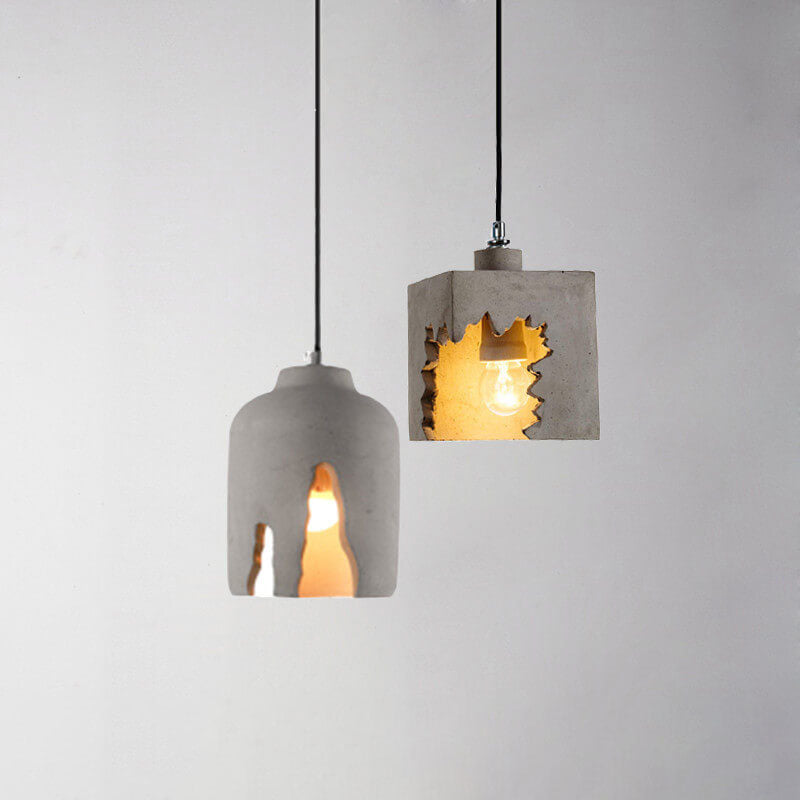 Luminaire suspendu industriel créatif à 1 lumière en ciment Notch 