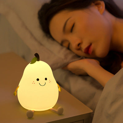 Creative Fruit Pear Silicone LED Night Light USB Table Lamp