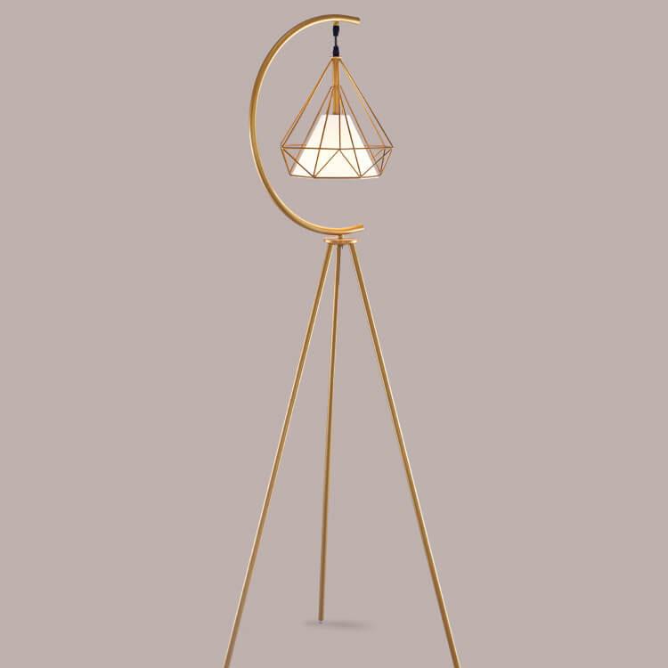 Modern Iron Diamond Cage 1-Light LED Standing Floor Lamps