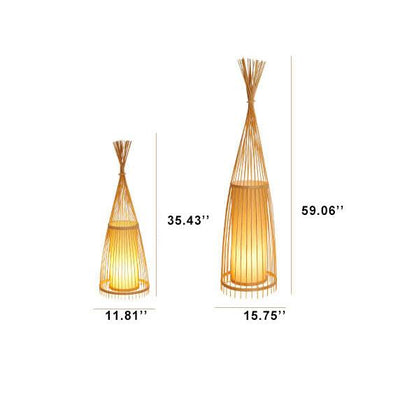 Bamboo Weaving 1-Light Hut Shaped Standing Floor Lamps