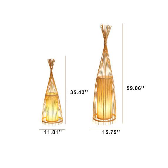 Bamboo Weaving 1-Light Hut Shaped Standing Floor Lamps