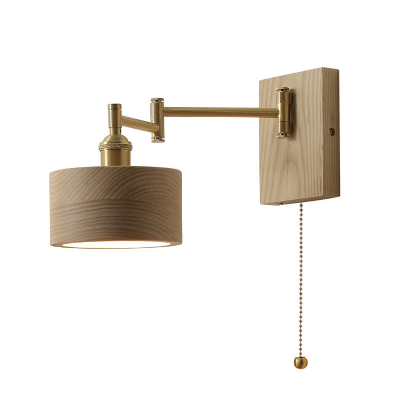 Modern Walnut Japanese Style Adjustable LED Wall Sconce Lamp