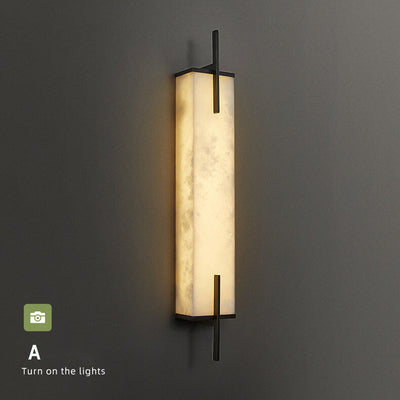 Chinese Style Marble 1-Light Long Square LED Sconce Lamp 3 Design